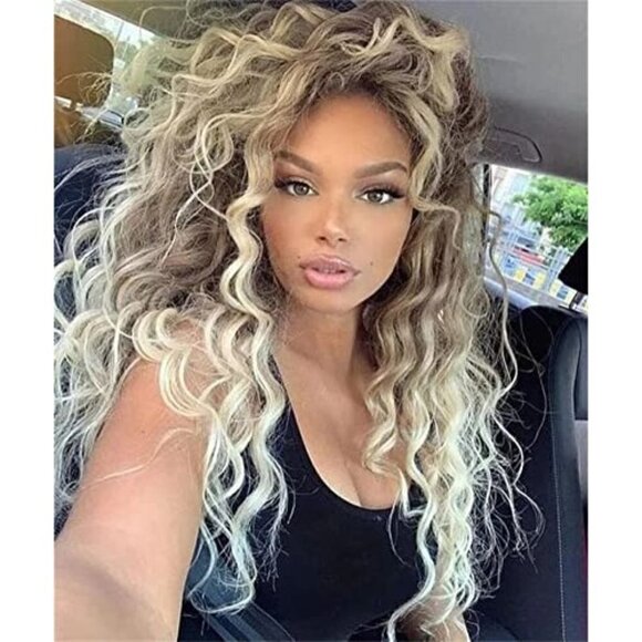 𝅺🆕 Stunning Long Curly Wavy Ash Blonde Hair Replacement Wig Lace SEXY NWT 👀😘 - Picture 1 of 8